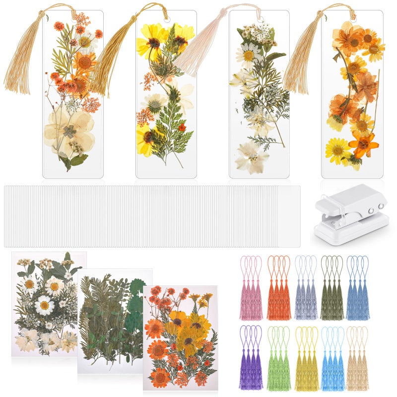 Fuyoooo 376 Pcs DIY Bookmark Making Kit, 150 Bookmark Laminating Pouches Bulk with 150 Tassels and Puncher DIY Projects Party Favor Gift for Reading Women Book Lovers(2 x 6 Inch,Light Colors) - Image 1