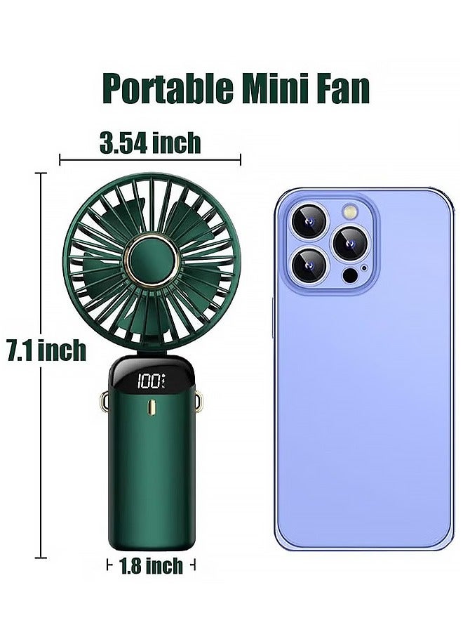 Gecomo 3 in 1 Rechargeable Handheld Fan 5 Speeds Quiet Foldable Mini Desktop Fan, USB Charge Strong Wind Efficient Rapid Cooling - Image 4