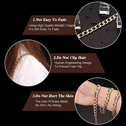 Swpeet 3Pcs Premium Polished Metal Chain Fashion 47 Inche Replacement Flat Chain Strap with Buckles Set, Perfect for DIY Metal Shoulder Cross Body Bag Hand Bag Purse Replacement（Gold+Silver+Gun-Black - Image 3