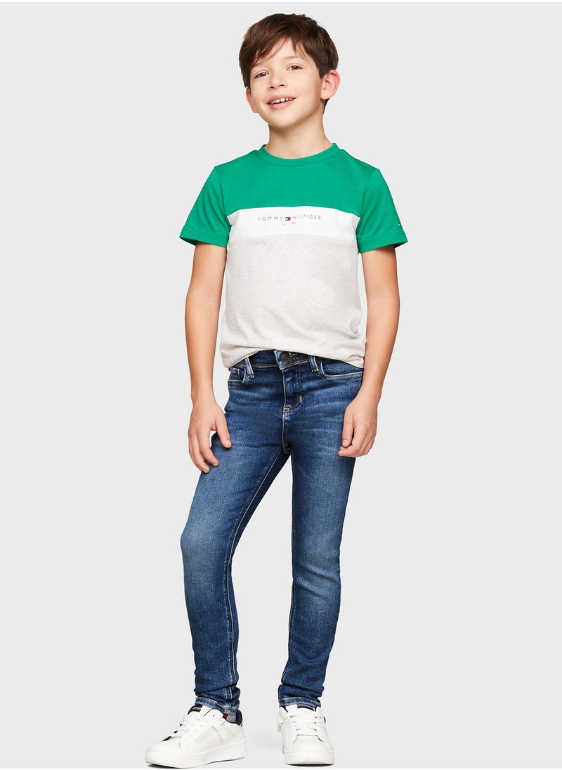 TOMMY HILFIGER Kids Mid Wash Slim Fit Jeans  - Image 4