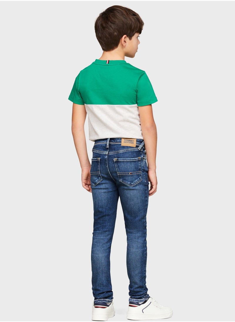 TOMMY HILFIGER Kids Mid Wash Slim Fit Jeans  - Image 2