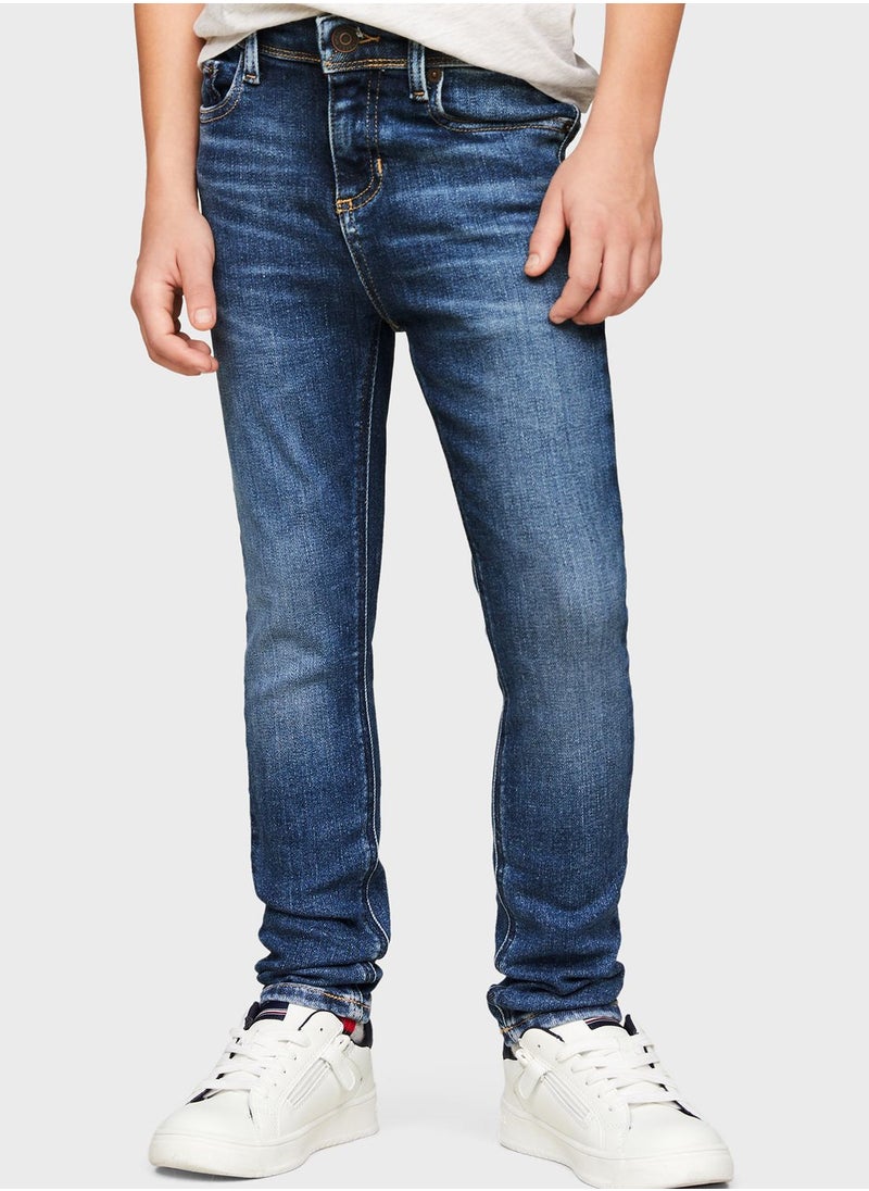 TOMMY HILFIGER Kids Mid Wash Slim Fit Jeans  - Image 1