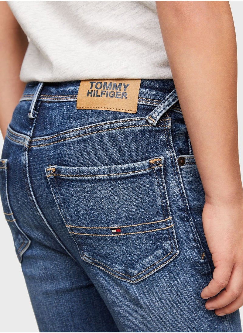 TOMMY HILFIGER Kids Mid Wash Slim Fit Jeans  - Image 3