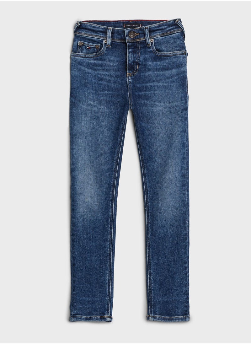 TOMMY HILFIGER Kids Mid Wash Slim Fit Jeans  - Image 5