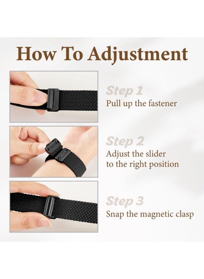 Nicor 2PCS Apple Watch Straps Wristband Adjustable Braided Stretchy Bands with Compatible for Apple Watch Band 42mm44mm 45mm 46mm 49mm Men, Nylon Sport Solo Loop for iWatch Series 11 10 9 8 7 6 5 4 3 Ultra 3 2 1 SE - Image 4