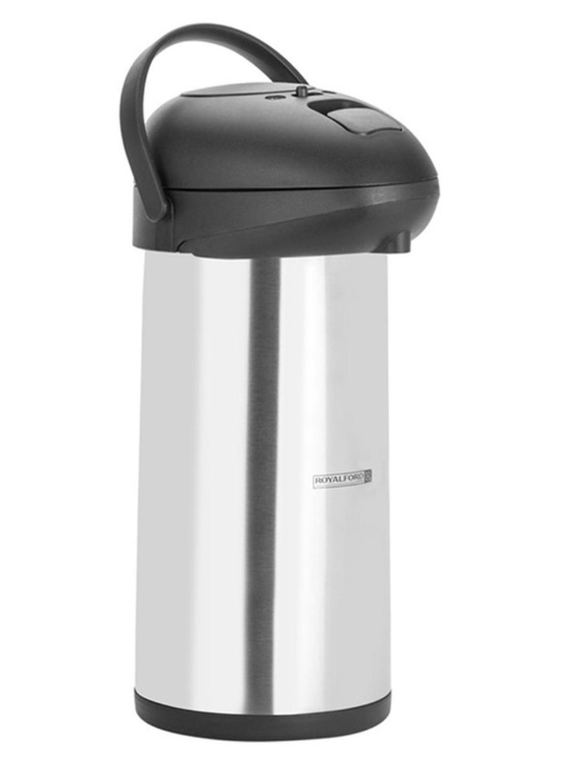Royalford 5L Airpot Flask Double Wall Vacuum Insulation Durable Stainless Steel Inner Pot 17.2X43Cm Multicolor Silver/Black - Image 1
