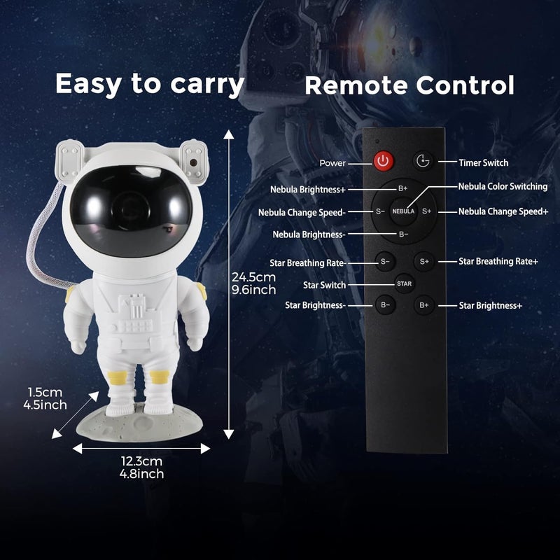 URM Enterprises Astronaut Star Galaxy Night Light Projector with Timer Christmas Astronaut Space Buddy Projector for BedroomCeiling Decor Planetarium Ambiance Gift 360 Adjustable Starry Sky - Image 4