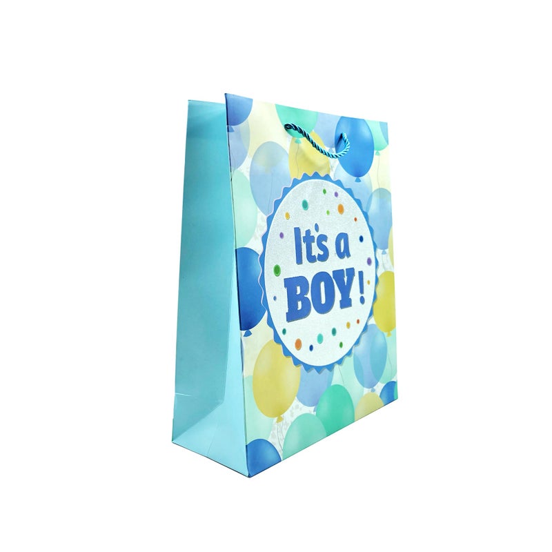 DEEPTAGS Baby Shower Party Themed - Paper Gift Bags for Gifts, Return Gifts, Party Favor Bags - Multicolor, Medium Size, It’s A Boy Print - 6 PCS - Image 1