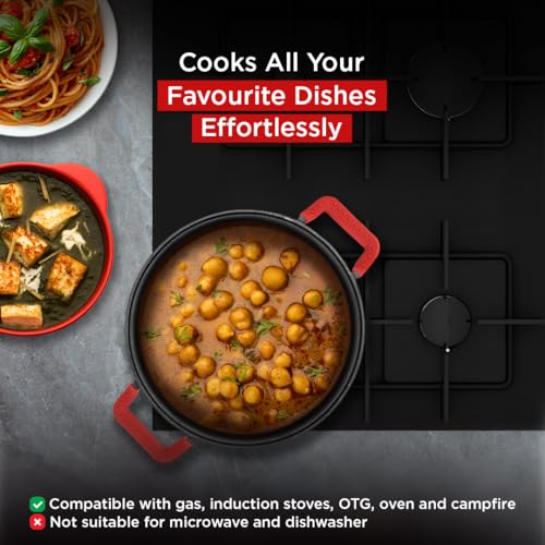 Pigeon by Stovekraft Cast Iron Kadai with Glass Lid | Medium, 26 cm | Naturally Nonstick | Pre-Seasoned Kadhai with 100% vegetable oil | Toxin-Free | High Pressure Casting | Bring Back Nostalgic Taste - Image 4