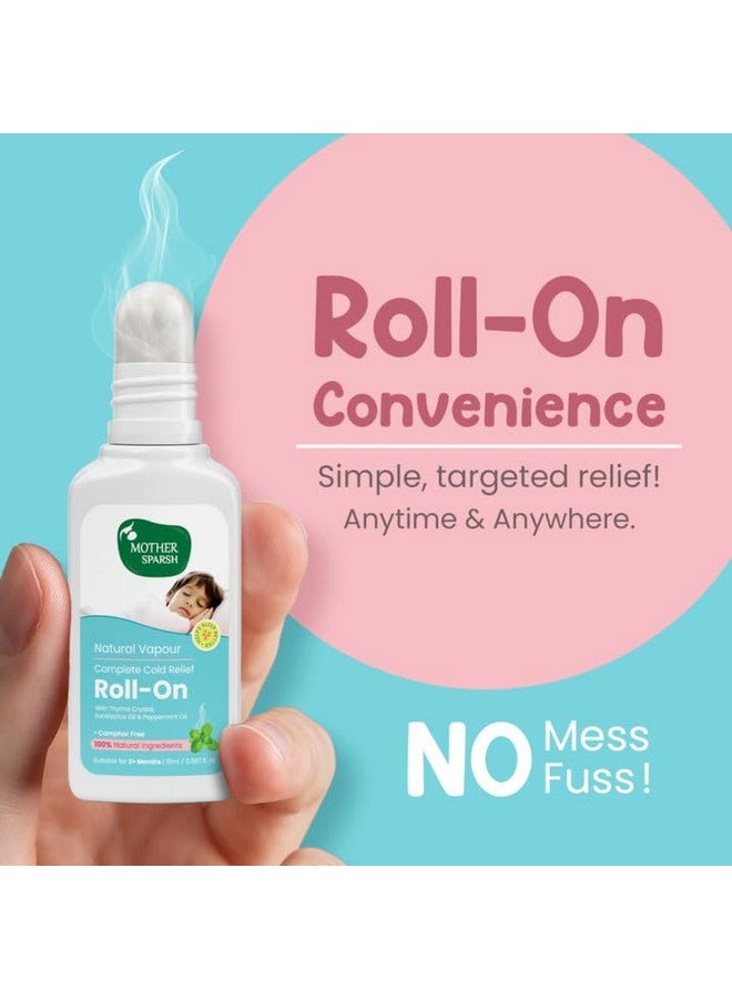 Mother Sparsh Natural Vapour Complete Cold Relief Roll-On For Babies-15Ml | With Thymol Crystal, Eucalyptus Oil & Peppermint Oil For Cold & Cough | 100% Natural | Relieves Chest Congestion - Image 3