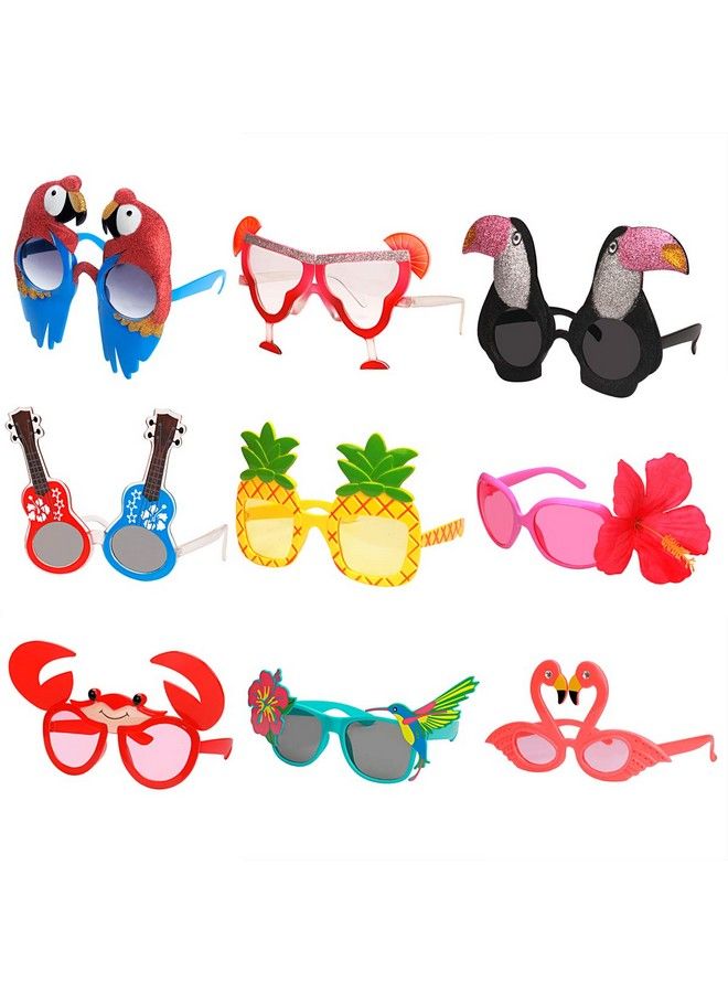 Ocean Line Luau Party Sunglasses 9 Pairs Funny Hawaiian Glasses Tropical Fancy Dress Props Fun Summer Kids Party Favors Beach Themed Party Supplies Decoration  - Image 1