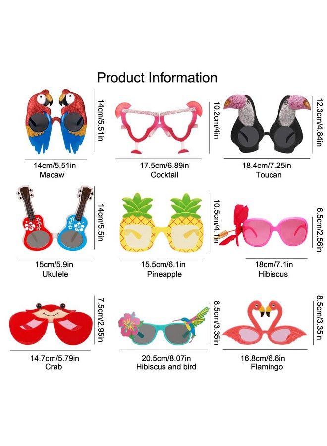 Ocean Line Luau Party Sunglasses 9 Pairs Funny Hawaiian Glasses Tropical Fancy Dress Props Fun Summer Kids Party Favors Beach Themed Party Supplies Decoration  - Image 4