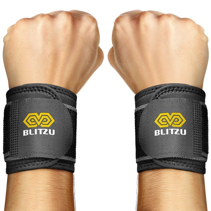 BLITZU Carpal Tunnel Wrist Brace 2 Pack Wrist Compression Straps for Pain Relief Wrist Bands Support for Tendonitis Weightlifting Working Out Left and Right Hand Protection