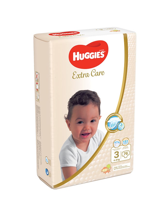 هجيز اكسترا كير مقاس 3 جامبو 4-9 كجم عبوة 76 حفاضة None - Image 2