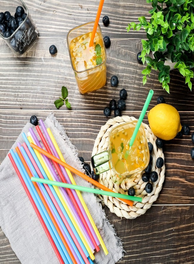 CVNDKN 500 Pcs Colorful Disposable Drinking Plastic Straws.(0.23'' diameter and 8.26" long)-8 Colors - Image 3