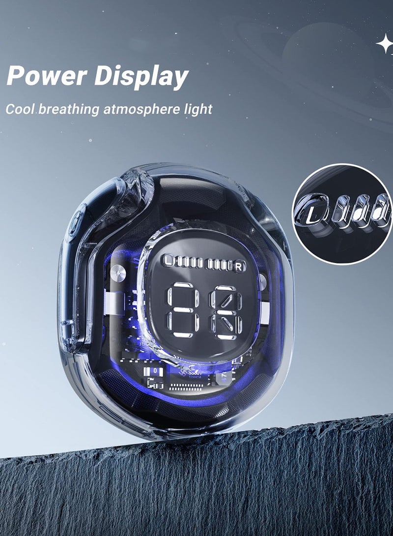 Luxury Wireless Earbuds, Transparent appearance with LED Display Charging Case, Bluetooth 5.3 in-Ear Earphones with Mic for Phone Tablet Laptop Sports, High-End Headphones - Image 5