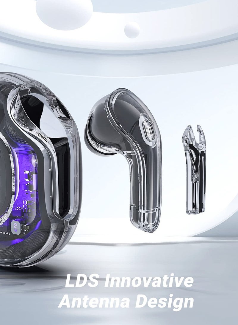 Luxury Wireless Earbuds, Transparent appearance with LED Display Charging Case, Bluetooth 5.3 in-Ear Earphones with Mic for Phone Tablet Laptop Sports, High-End Headphones - Image 4