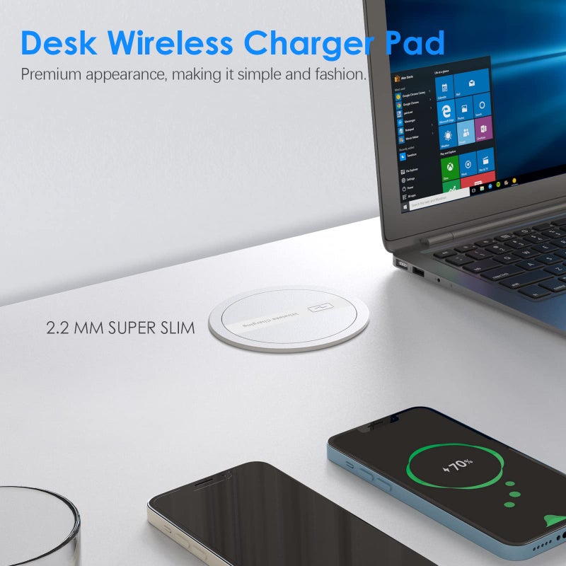 ANNQUAN 3.15" Pop Up Countertop Outlet with 15W Wireless Charger,Max 20W Power Delivery,800J Surge Protection,Pop Up Electrical Outlet with 4 Outlets 4 USB Ports for Home Office(ETL Listed) - Image 3