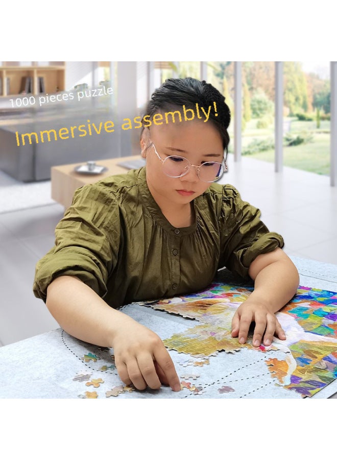 أحجية الصور المقطوعة من Deai Wai 1000 قطعة من قسم علاج البالغين، زخارف معلقة ذات مناظر طبيعية لطيفة للحيوانات الأليفة، صندوق هدايا عالي الجودة - اللون: [صندوق هدايا] ما أحب الجبال والبحار/75*50 سم - Image 4