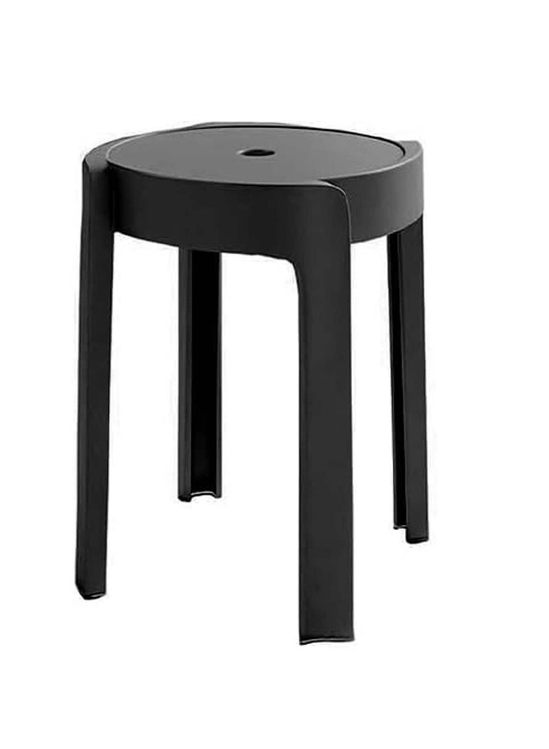 Huitich Thickened Plastic Stool for Dining Table & Home Use Stackable, Portable Round Stool (Black, 30cm) - Image 1