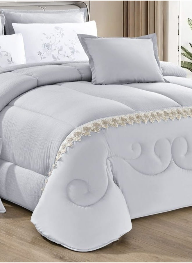Moon Summer bedspread, 4 pieces, one and a half, elegant design with lace line, suitable for bed size 120 x 200, quilt size 170 x 220 cm  - Image 4