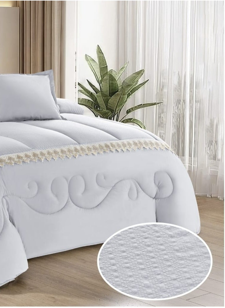 Moon Summer bedspread, 4 pieces, one and a half, elegant design with lace line, suitable for bed size 120 x 200, quilt size 170 x 220 cm  - Image 3