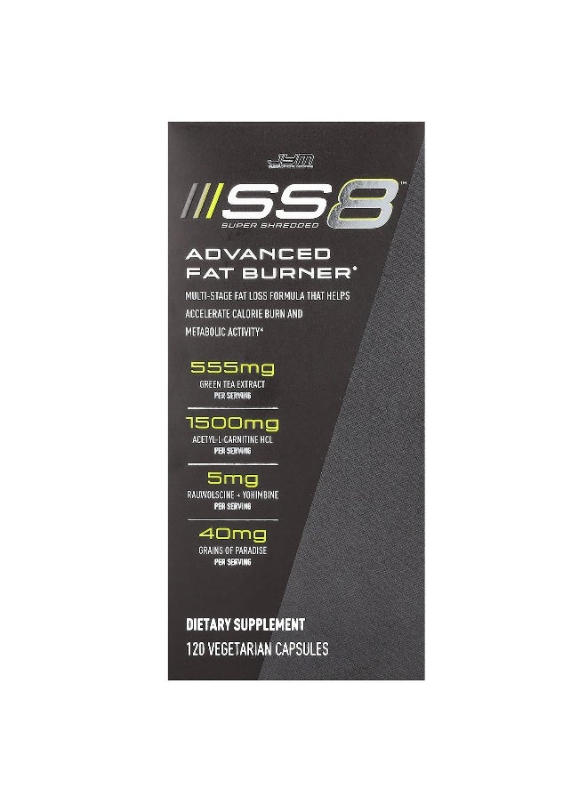 JYM Supplement Science - JYM Supplement Science, SS8 Advanced Fat Burner, 120 Vegetarian Capsules - Image 1