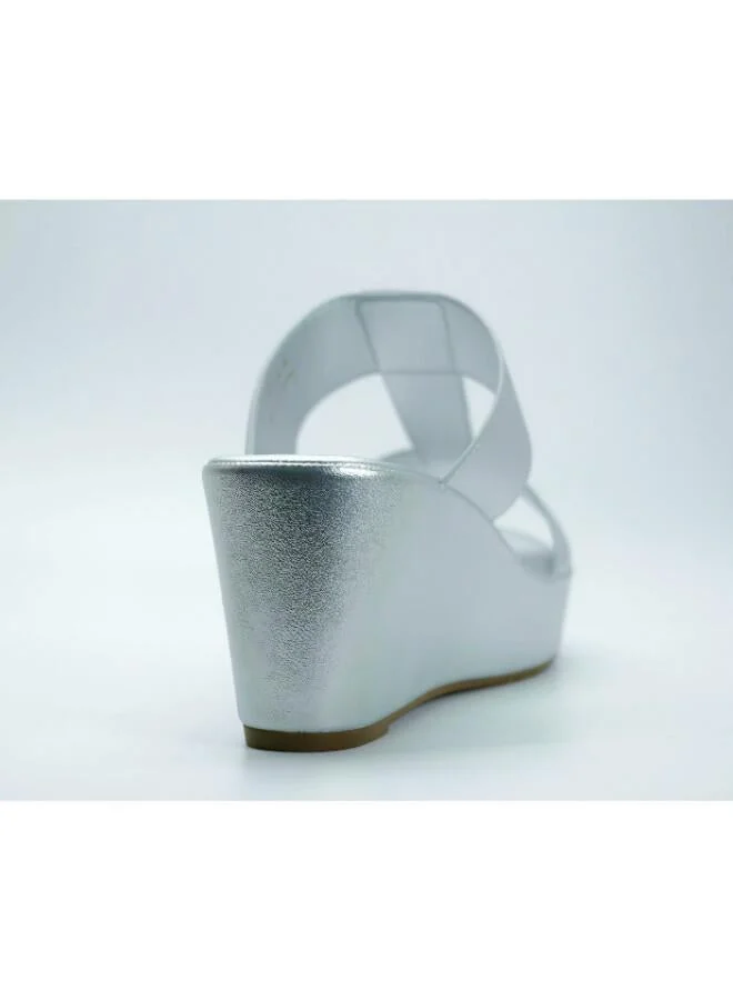 Michelle Morgan Silver 092-3120 Michelle Morgan Women's T Bar Wedge Heel Sandals 514RJ338 Silver for Women | Best Price UAE
