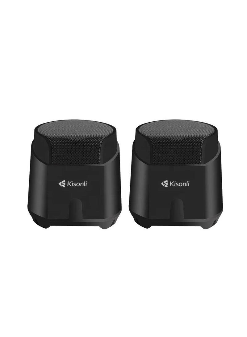 Kisonli K500 Surround Multimedia Square Speakers – Powerful Bass USB & 3.5mm Audio for PC and Laptop - Image 1