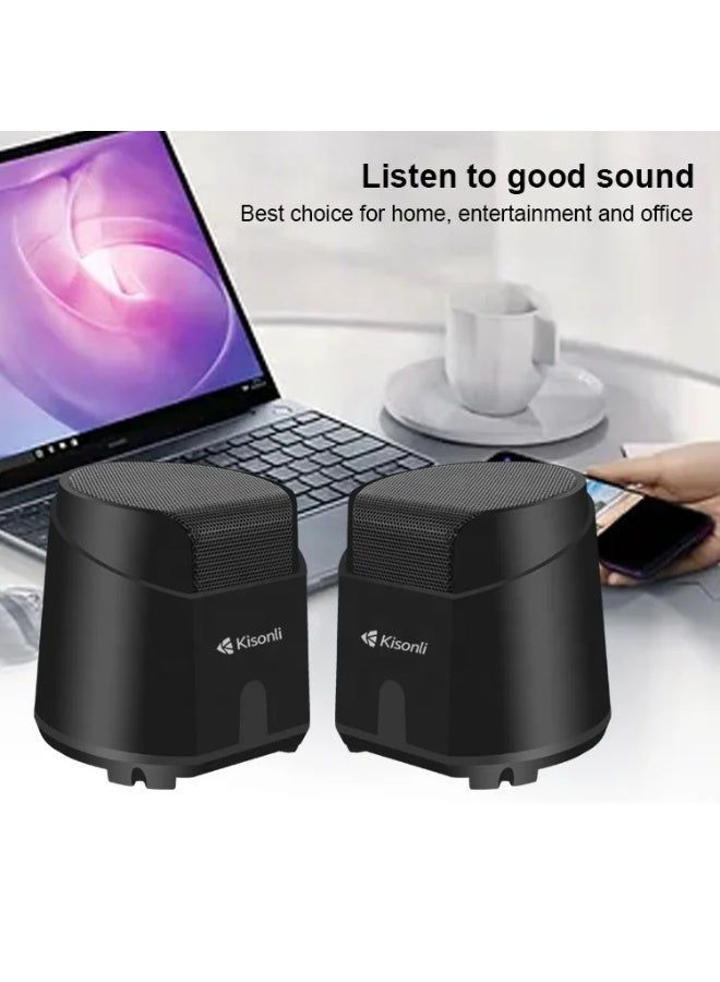 Kisonli K500 Surround Multimedia Square Speakers – Powerful Bass USB & 3.5mm Audio for PC and Laptop - Image 2