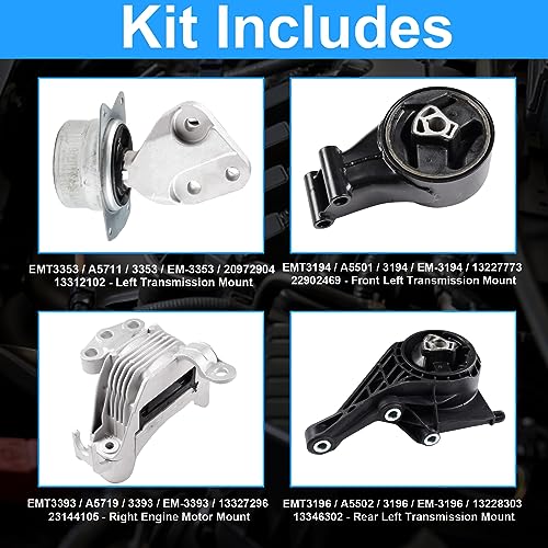 DOFOCH Engine Motor and Trans Mounts Compatible with Chevrolet Malibu 2013-2015 2.5L, Replace OE A5502 A5711 A5501, EM-3196 EM-4128 EM-3194, 13346302, Set of 4 - Image 2
