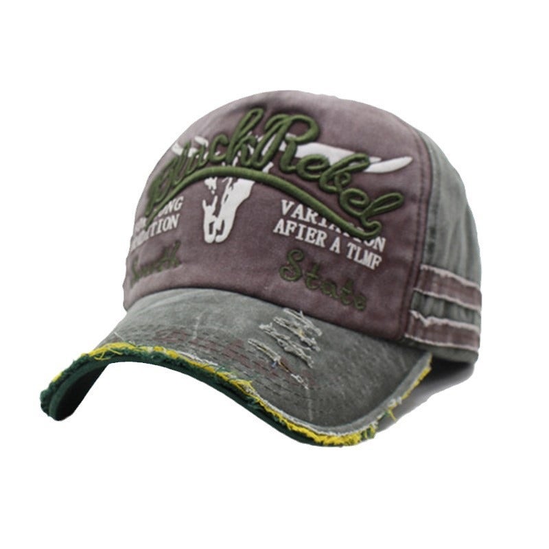 Washed Distressed Baseball Cap with Embroidered Letter Curved Brim Unisex Outdoor Retro Hat - Image 5