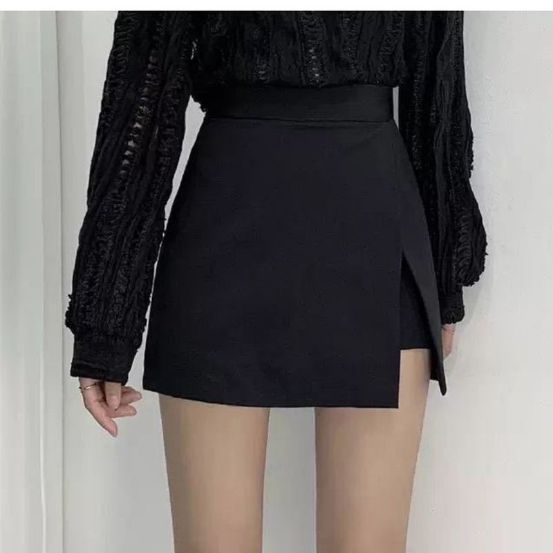 Generic 20203 High-Waist A-Line Skort Summer Black Black