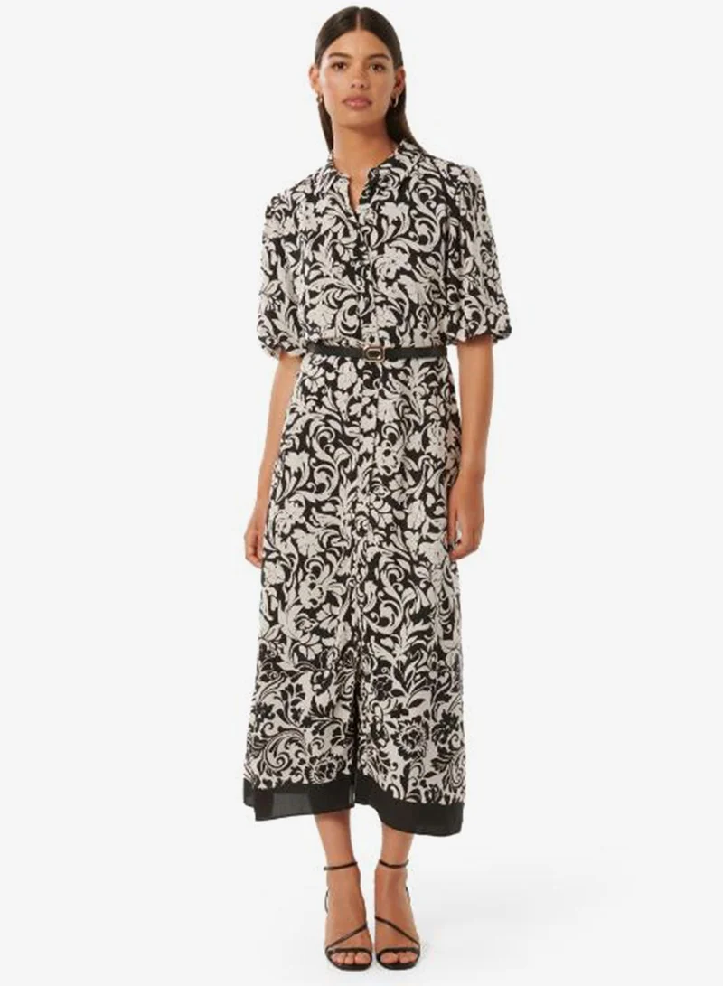 Monique Printed Short Sleeve Midi Shirt Dress