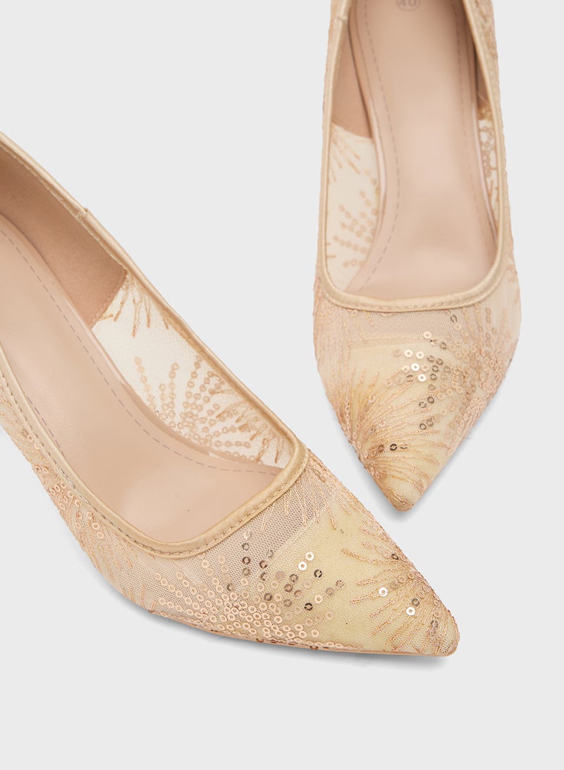 Ginger High Heeled Glitter Pump - Image 4