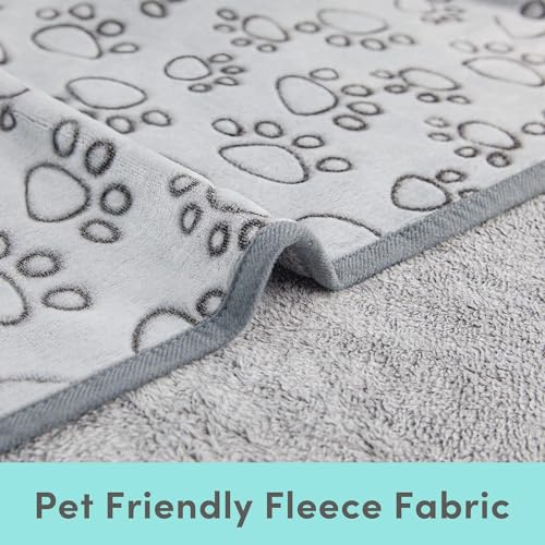 KolorFish Premium Soft Dog Blanket with Cute Paw Print, Cat Blanket Puppy Pads Supplies Dog Products Stuff Essentials (L - 76 x 104 cm) Grey - Image 3