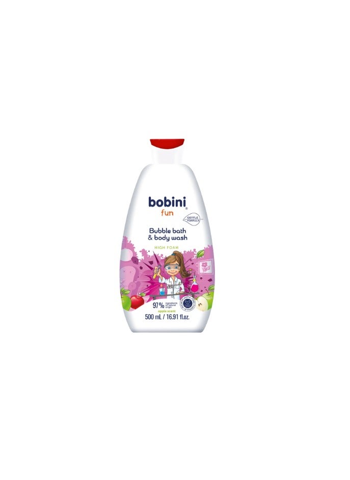 Bobini - Fun Bubble Bath & Body Wash Apple Scent - 500ml - Image 1
