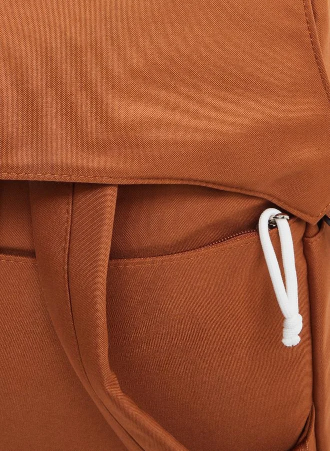 Styli Styli Solid Brown Backpack with Zip Closure