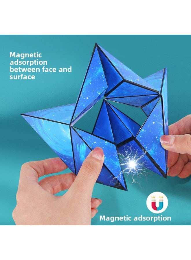 Loquat Magnetic Geometry Three-dimensional Variable Rubik's Cube Magnetic Building Blocks Decompression Decompression Educational Toys Deformation Puzzle-Color:Blue - Image 3