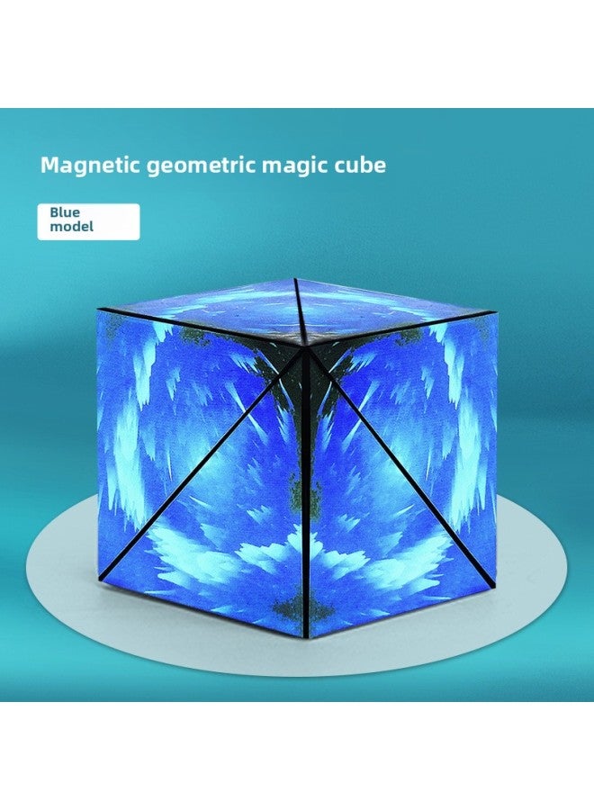 Loquat Magnetic Geometry Three-dimensional Variable Rubik's Cube Magnetic Building Blocks Decompression Decompression Educational Toys Deformation Puzzle-Color:Blue - Image 1