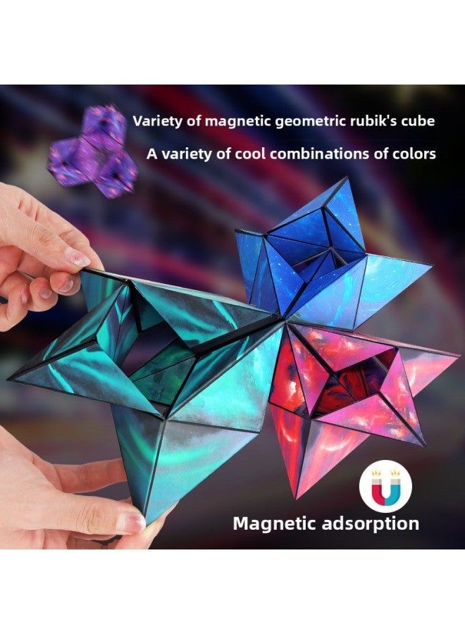 Loquat Magnetic Geometry Three-dimensional Variable Rubik's Cube Magnetic Building Blocks Decompression Decompression Educational Toys Deformation Puzzle-Color:Blue - Image 2