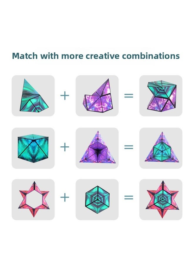 Loquat Magnetic Geometry Three-dimensional Variable Rubik's Cube Magnetic Building Blocks Decompression Decompression Educational Toys Deformation Puzzle-Color:Blue - Image 5