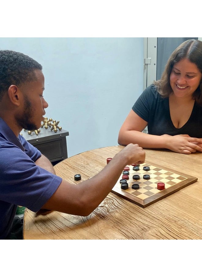 WE Games WE Games Old School Red and Black Wooden Checkers Set -12 in.  - Image 4