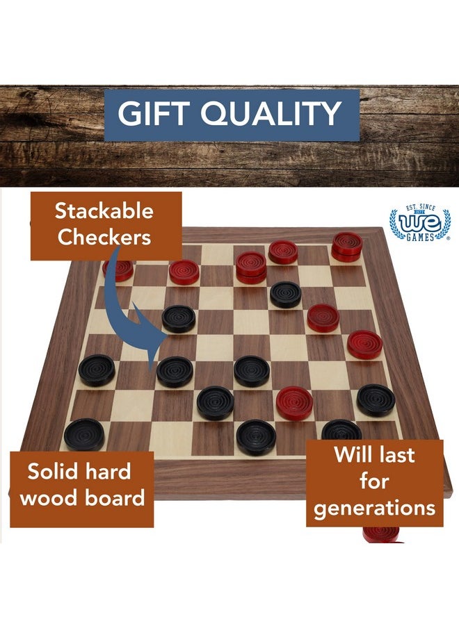 WE Games WE Games Old School Red and Black Wooden Checkers Set -12 in.  - Image 3