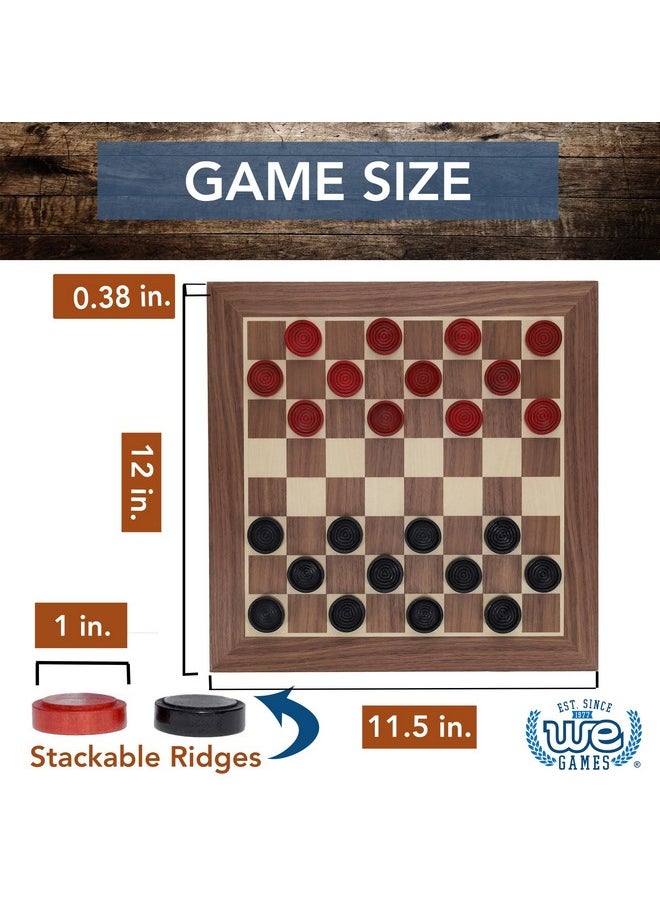 WE Games WE Games Old School Red and Black Wooden Checkers Set -12 in.  - Image 5