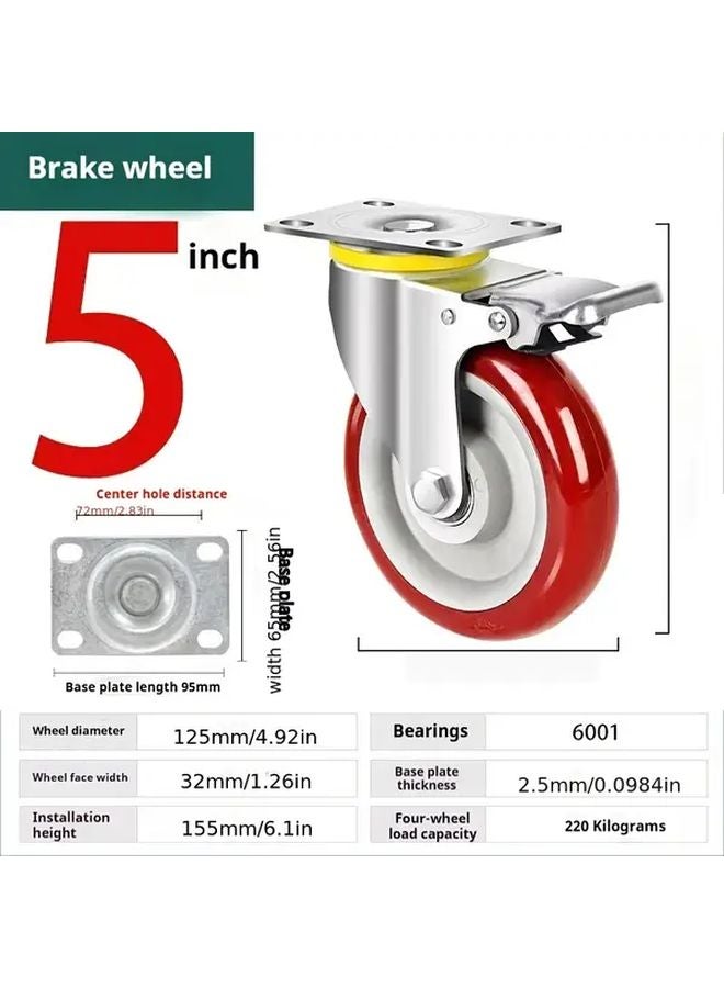 3 بوصة عجلات صناعية، 2 مع فرامل، 2 بدون فرامل، عجلات ثقيلة - Image 5