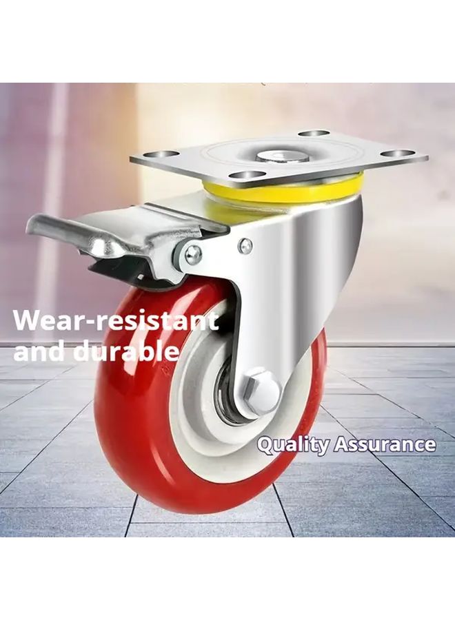 3 بوصة عجلات صناعية، 2 مع فرامل، 2 بدون فرامل، عجلات ثقيلة - Image 2