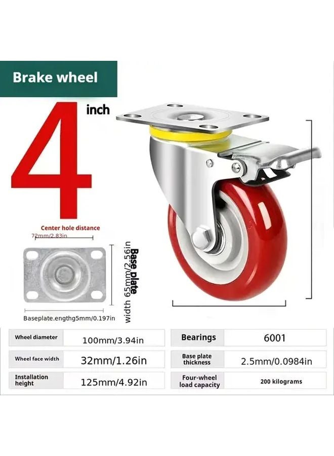 3 بوصة عجلات صناعية، 2 مع فرامل، 2 بدون فرامل، عجلات ثقيلة - Image 4