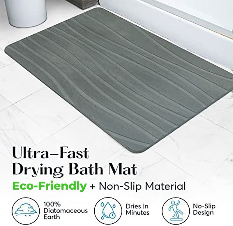 SUTERA Diatomaceous Stone Bathmat | Ultra-Absorbent, Quick-Drying Bath Mat | Slip-Resistant Surface for Safer Bathrooms | Charcoal Grey Finish | 23.5" x 15" (1 Pack) - Image 5