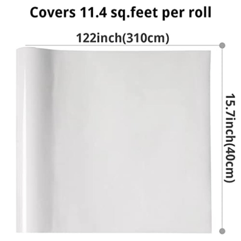 Shiny White paper 40x305cm Peel and Stick paper, Self-Adhesive and Removable Vinyl paper Waterproof for Cabinets Countertops Covering - Image 3